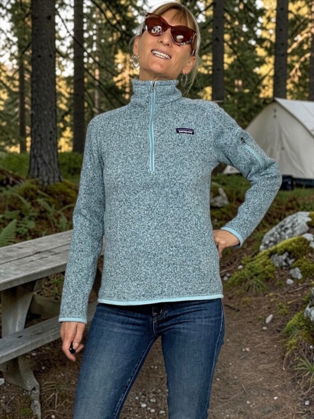 Patagonia Well Worn Better Sweater 1/4 Zip Pullover S Atoll Blue